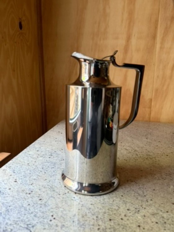 Large Vintage Balzano Laufen Stainless Steel Pitcher | Tall MCM Insulated Carafe | Mirror Polish 18/10 (photo 26 of 27)