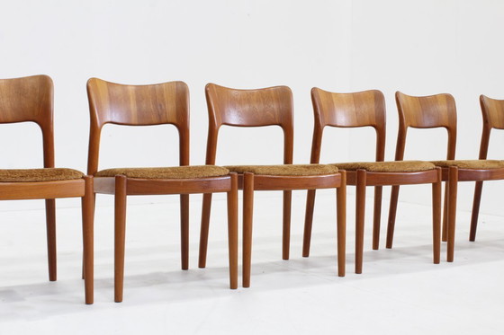 Image 1 of Set di 6 sedie da pranzo vintage danesi Niels Koefoed in teak degli anni '60