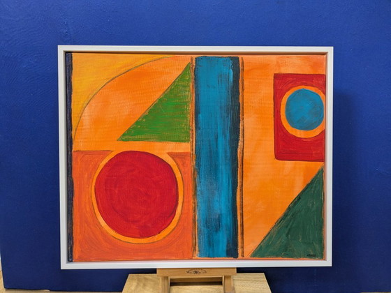 Image 1 of ABSTRAKT NACH REIHER ST IVES ORIGINAL ACRYL GEMÄLDE NIGEL WATERS GERAHMT