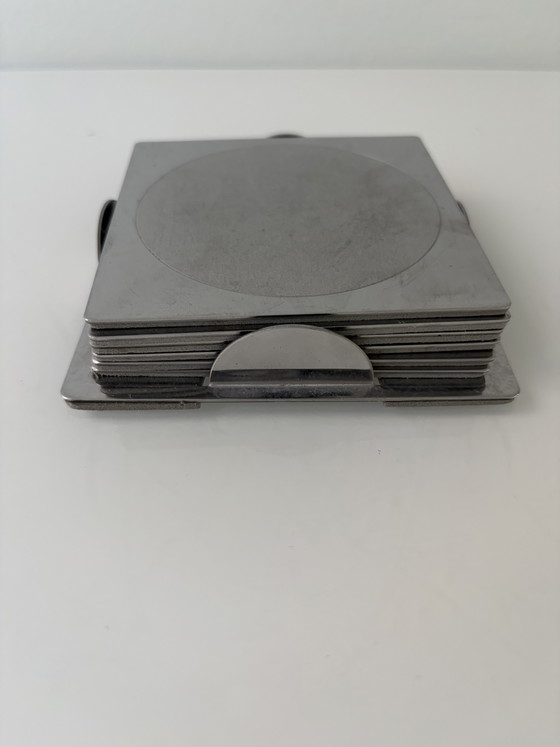Ikea Groggy coasters (6 pieces) in holder – IKEA Vintage Design Classics, Table accessories, rvs (photo 11 of 14)