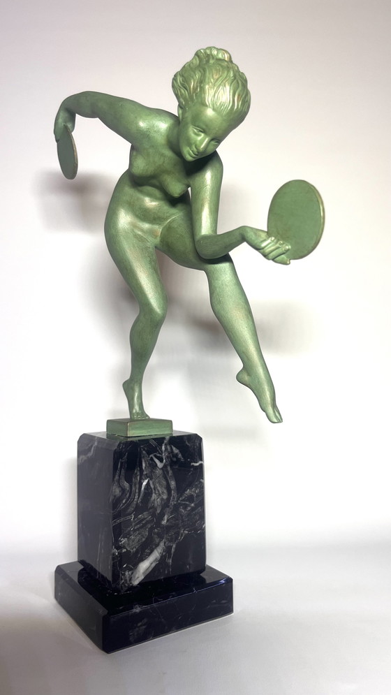 Image 1 of Beautiful Art Deco Statue , Signed (Derrene) , Max Le Verrier