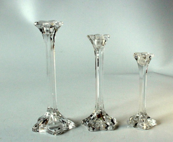 Image 1 of Set van 3 Nachtmann kandelaars van loodkristal - jaren 70