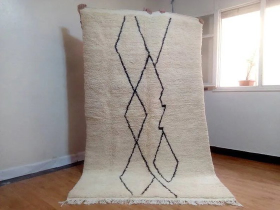 Handwoven Moroccan rug - Berber design - handmade in wool - 252 x 146 cm – Rugs & carpets, Cotton (photo 9 of 10)