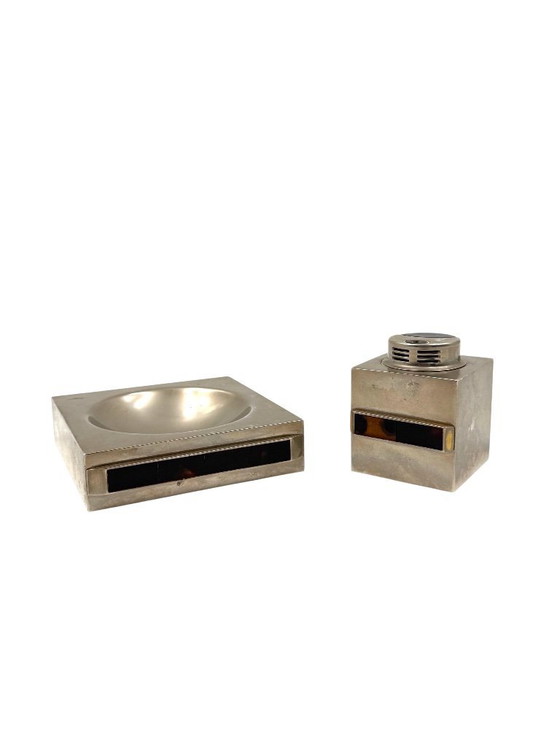 Image 1 of Tischraucher-Set, Aschenbecher und Tischfeuerzeug, Italien 1970