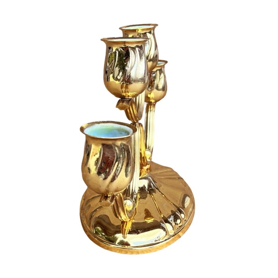 Image 1 of Four-light, gold-plated table candlestick, Germany, 1940s.