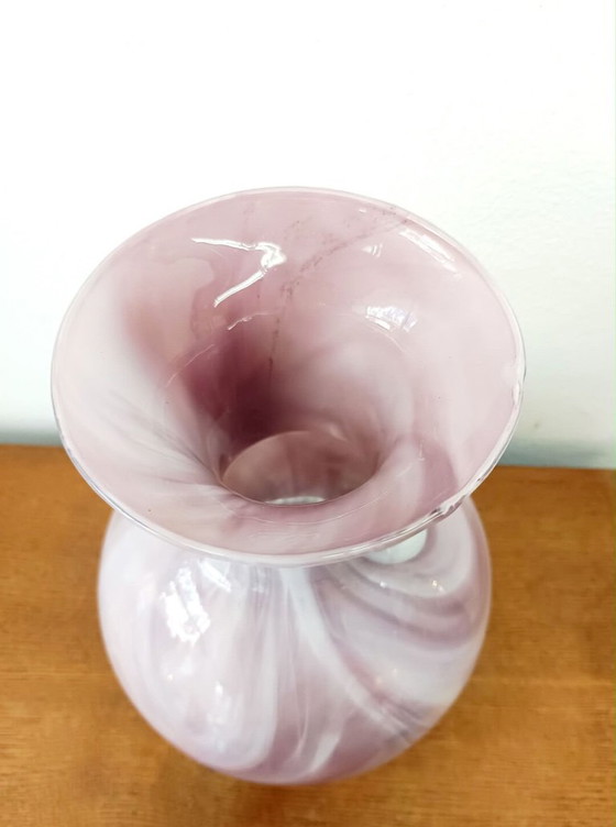Image 1 of Vintage pink Murano-style glass vase