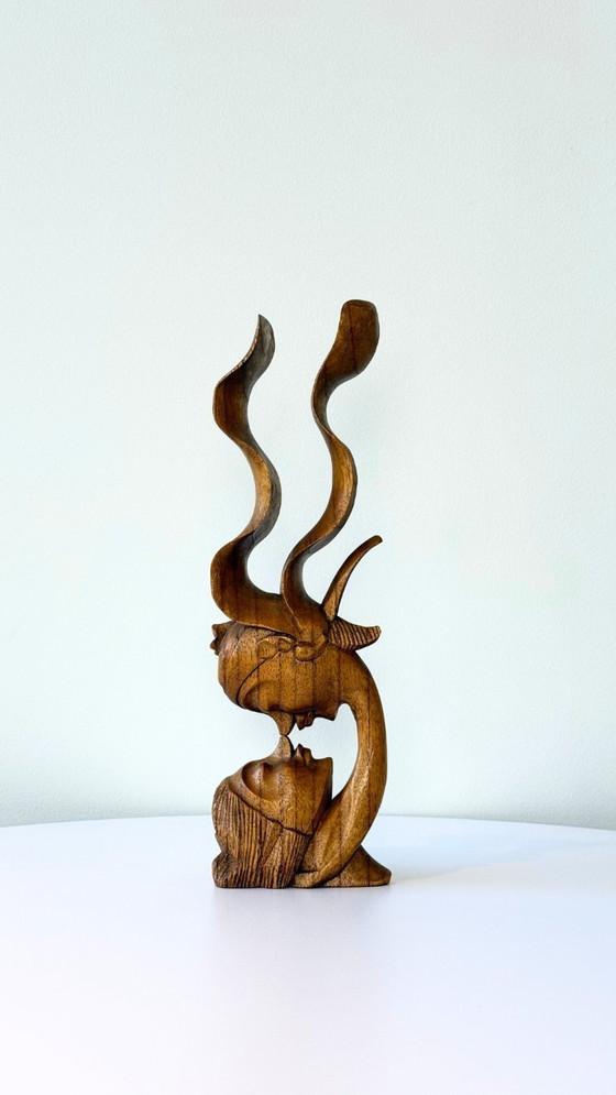 Image 1 of Statuetta balinese vintage intagliata a mano – "Il bacio", circa anni '70