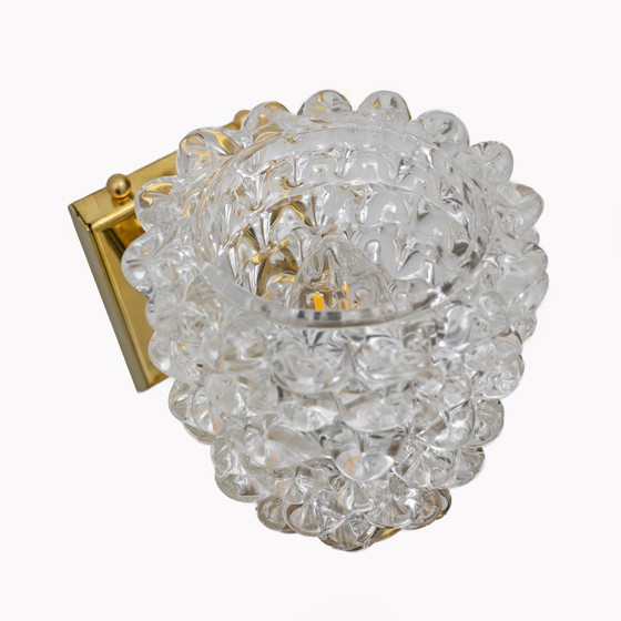 Image 1 of Paire de grandes appliques en laiton et verre de Murano Rostrato