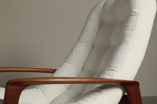 Vintage „Scoop“-Stuhl aus Teakholz mit Ottomane von R.Huber & Co, 1960er Jahre