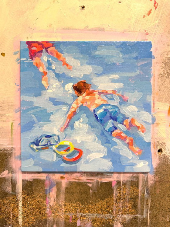 Image 1 of Sommer, Contemporary Painting in Miniature, 20x20 cm; Sandra Kolondam