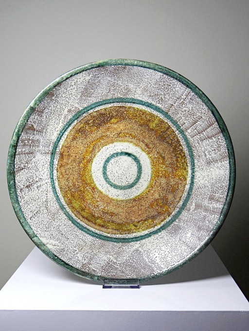 Large vintage ceramic art bowl from the 1950s-60s, suitable for wall decoration or fruit bowl