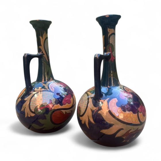 Image 1 of Plateel Gouda vaas zuid Holland 1920 floraal decor