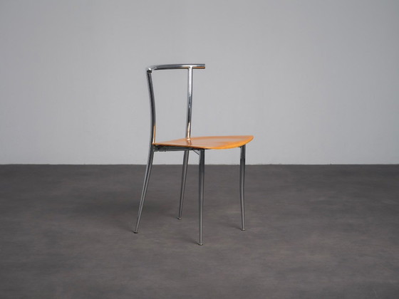Lot de 4 Chaises de Salle à Manger Postmodernes en Chrome par Segis, Italie, années 1990 – Wood, Metal (photo 3 of 10)