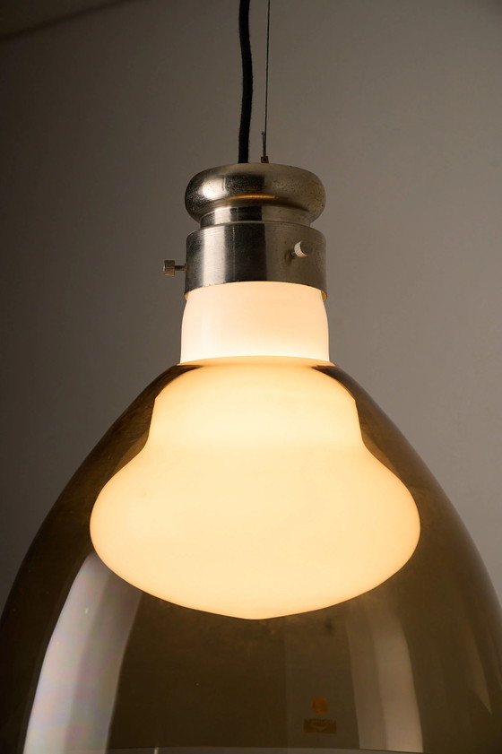 Space Age Blown Glass Pendant Lamp by Vistosi, Italy, 1970s, Ceiling lights, Aluminium (photo 5 of 10)