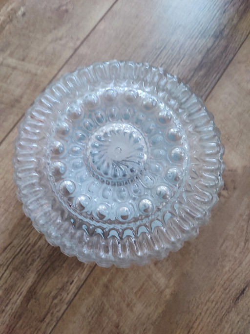 Vintage round glass ceiling lamp '70