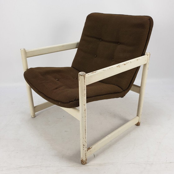 Image 1 of Pair of vintage armchairs in brown fabric for Artifort, 1960