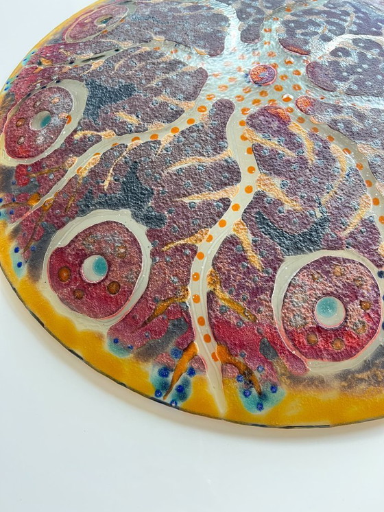 Image 1 of Gran cuenco escultórico de vidrio fundido hecho a mano – pieza única de arte contemporáneo – Ø 53,5 cm