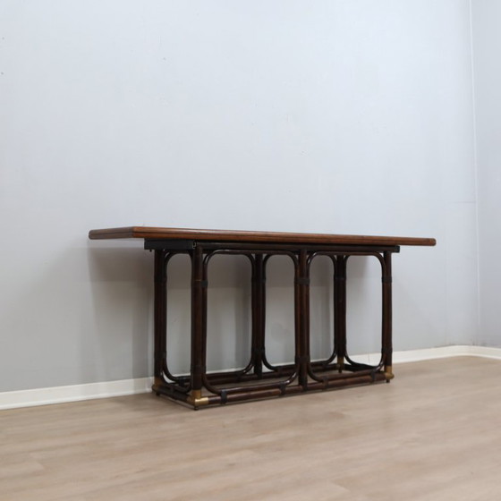 Tavolo da pranzo consolle convertibile McGuire in rattan e rovere anni '70 – Console, Wood (photo 6 of 15)