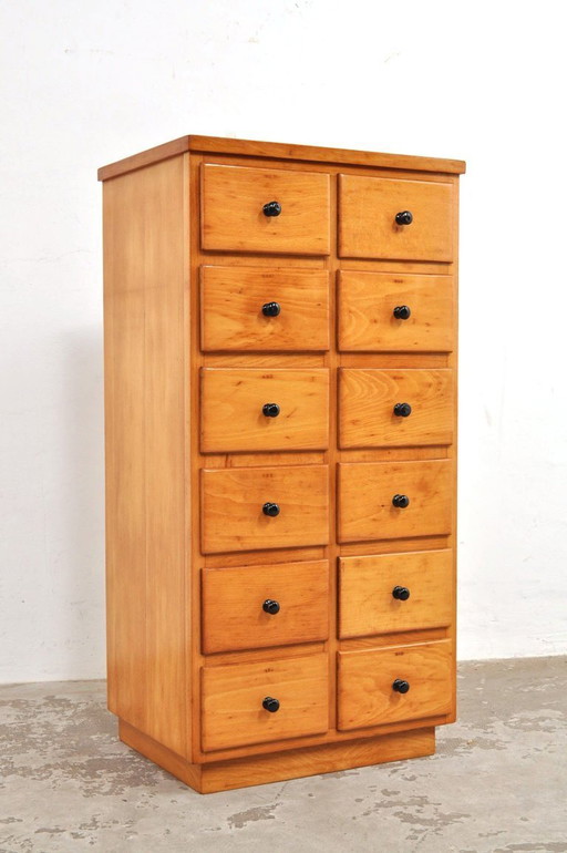 Armario/cómoda escolar vintage en madera de haya, años 50