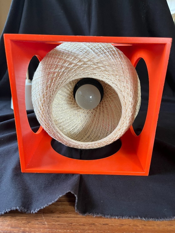 Image 1 of Vintage Hanging Lamp Cube Space Age Design Richard Essig Red 70s Pop Art Cube