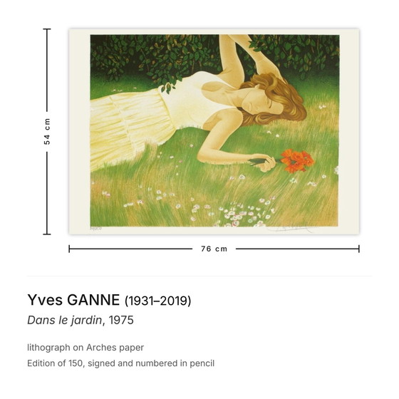 Image 1 of Yves GANNE Dans le jardin Signierte Lithographie 1975