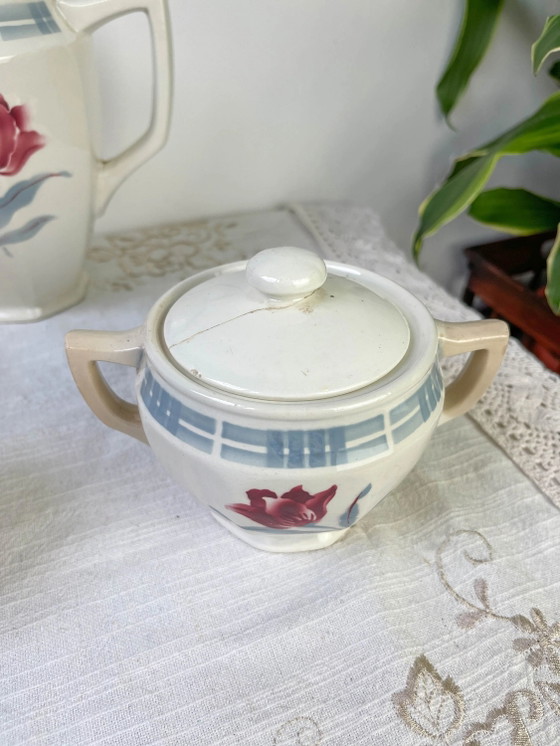 Servizio da tè vintage in maiolica floreale SARREGUEMINES, modello Troyes – Stoviglie (photo 7 of 10)