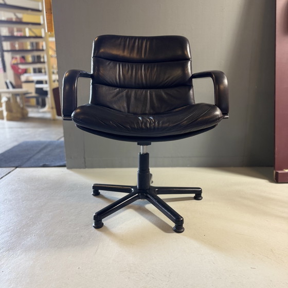 Image 1 of Vintage Artifort Swivel Armchair Geoffrey Harcourt Leather