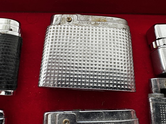 Image 1 of Lot of 10 Vintage Silver Match Lighters - Brother Lite - Ronson-Hadson
