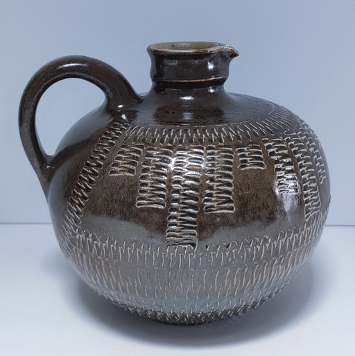 Vintage glazed stoneware pitcher