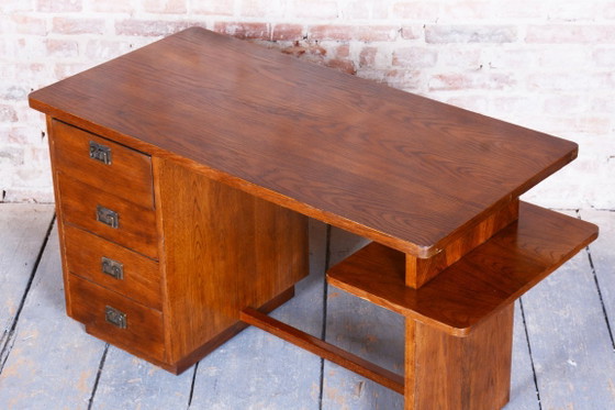 Restored Art Deco Writing Desk, J. Halabala, UP Zavody, Oak, Beech, Czech, 1930s – Jindřich Halabala, Wood (photo 9 of 12)