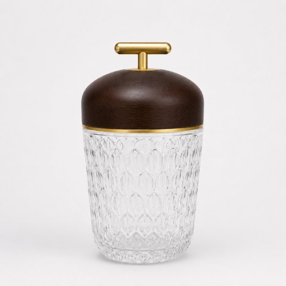 Image 1 of Lampada portatile St Louis Crystal Folia in legno scuro ambrato