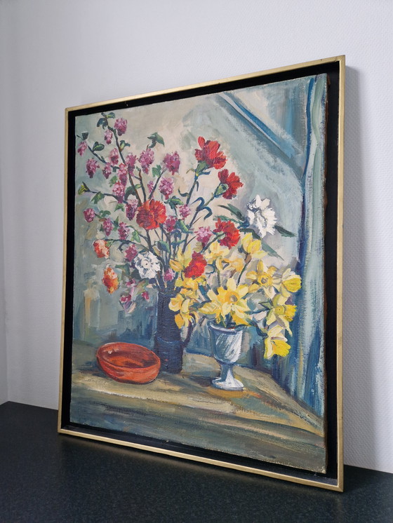 Image 1 of Groot formaat stilleven bloemen - 78 x 97 cm