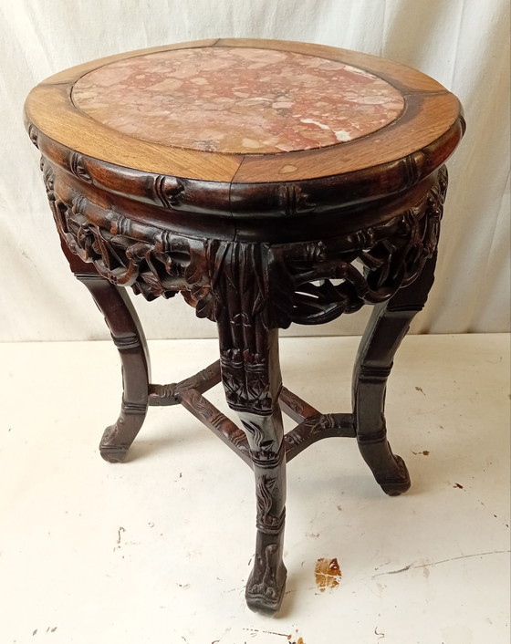 Antique Chinese Plant Stand – Plant table, Marble, Wood (photo 10 of 13)