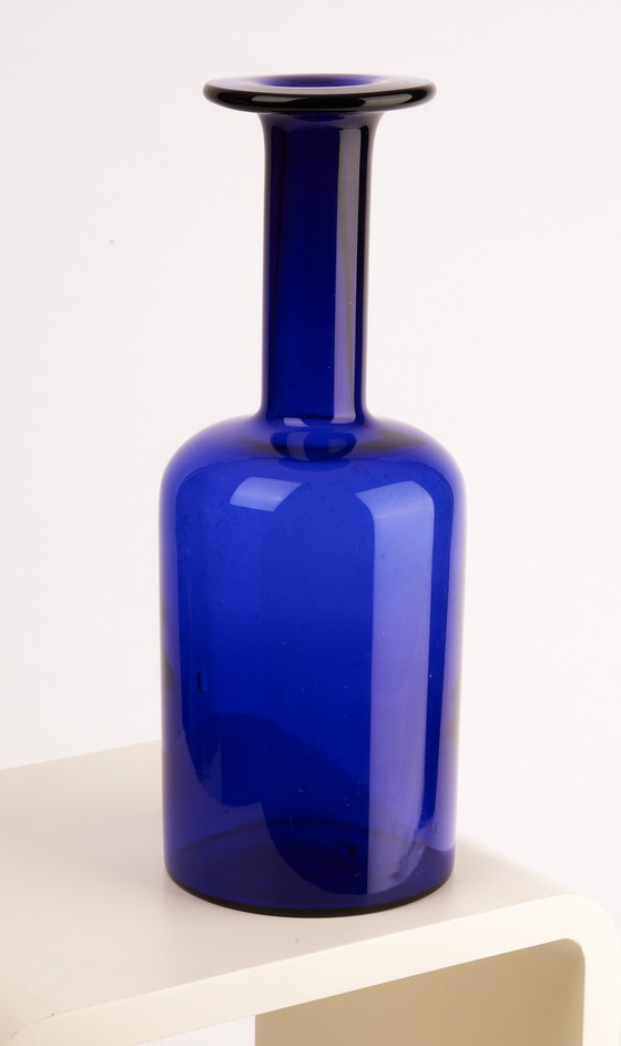 Image 1 of Blaue Glasvase „Gulvase“ Von Otto Brauer Holmegaard 1960Er Jahre