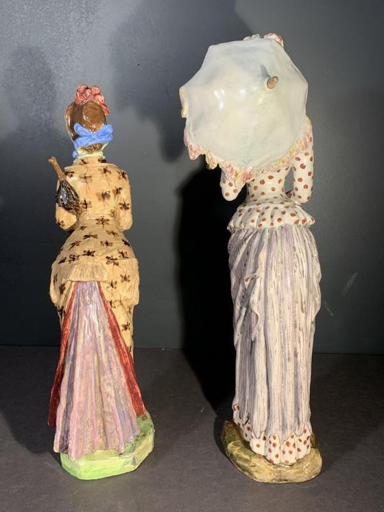 Sculptures impressionnistes de femmes en faïence de Cacciapuoti Fratelli, 1881, Lot de 2 – Ceramic (photo 12 of 19)
