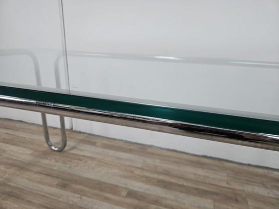 Image 1 of 1970s Bauhaus table in chromed tubular steel and glass
