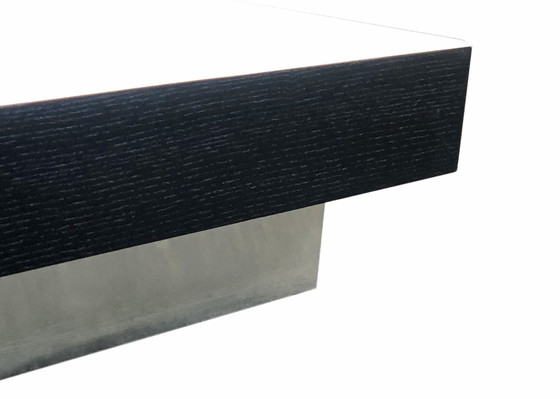 Image 1 of Table Basse Design Italien en Métal et Bois avec Bar Intégré, Années 70