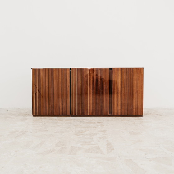 Image 1 of Monumental Rosewood Sideboard Zebrawood Lacquered Mid-Century Design 1970