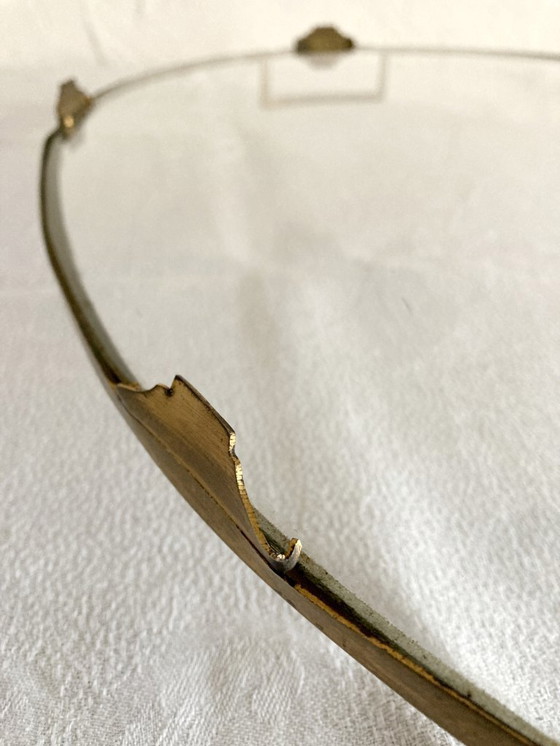Image 1 of Oval glass and brass serving tray, late 19th - early 20th century