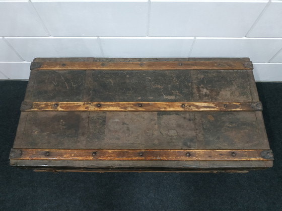 Image 1 of Original Antique Travel Cabin Case Metal/Wood