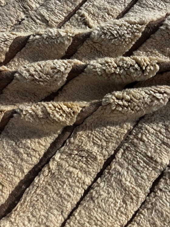 Image 1 of Moroccan White Wool Mrirt Rug 200x300cm- Moroccan Berber Beni Ourain Rug - White Authentic Carpet - Modern Design Rug - Hand Mad