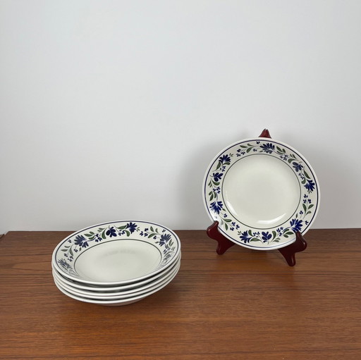 Set of 6 Churchill England Soup Plates, Flower Pattern, 1970