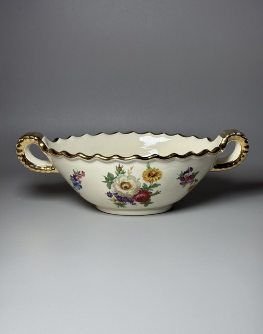 Ciotola Art Déco Boch Frères Keramis – Decoro “Bouquet de Saxe”, Belgio, anni '30
