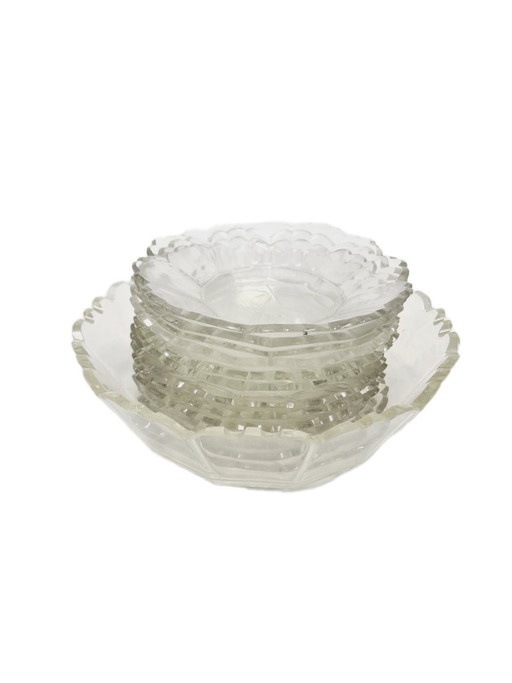 Duitse Biedermeier dessertset, jaren 1850, set van 13 – tafelwaar, Glass