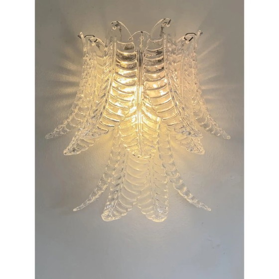Image 1 of Transparante "Felci" Murano glazen wandlampen – een paar