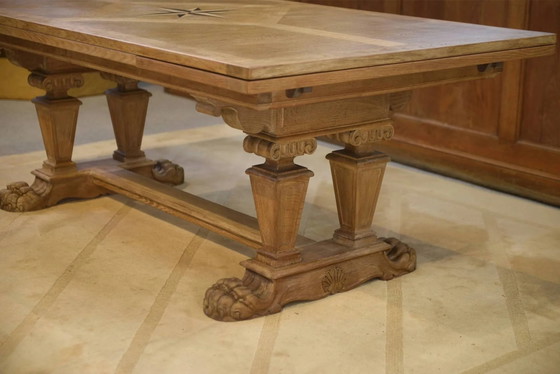 Grote sculpturale eiken tafel uit de jaren 50. – Eettafels, Vintage (photo 6 of 14)