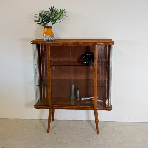 Vetrina vintage con ante in vetro – Noce caldo e stile Art Déco – Anni '50 – vitrinekasten, Wood (photo 2 of 13)