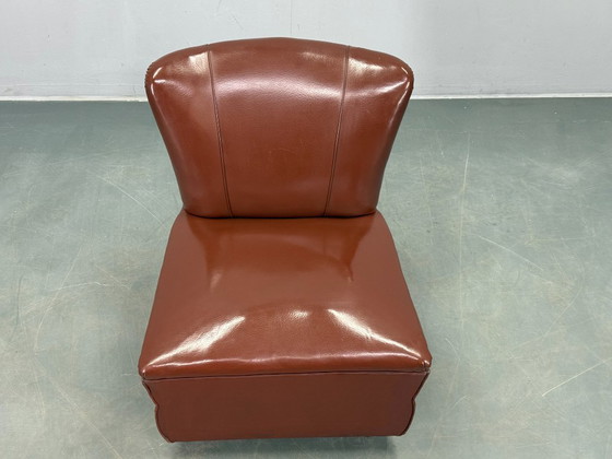 Image 1 of Sillón italiano de cuero sintético de mediados de siglo de la década de 1950
