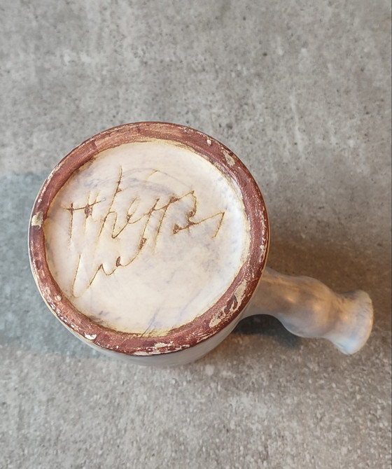 Image 1 of Ceramic creamer pitcher signed Marie-Christine Treinen