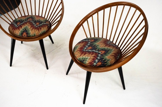 Image 1 of Par de sillas circulares Yngve Ekström para Swedese, Suecia, década de 1950 – Tapicería original